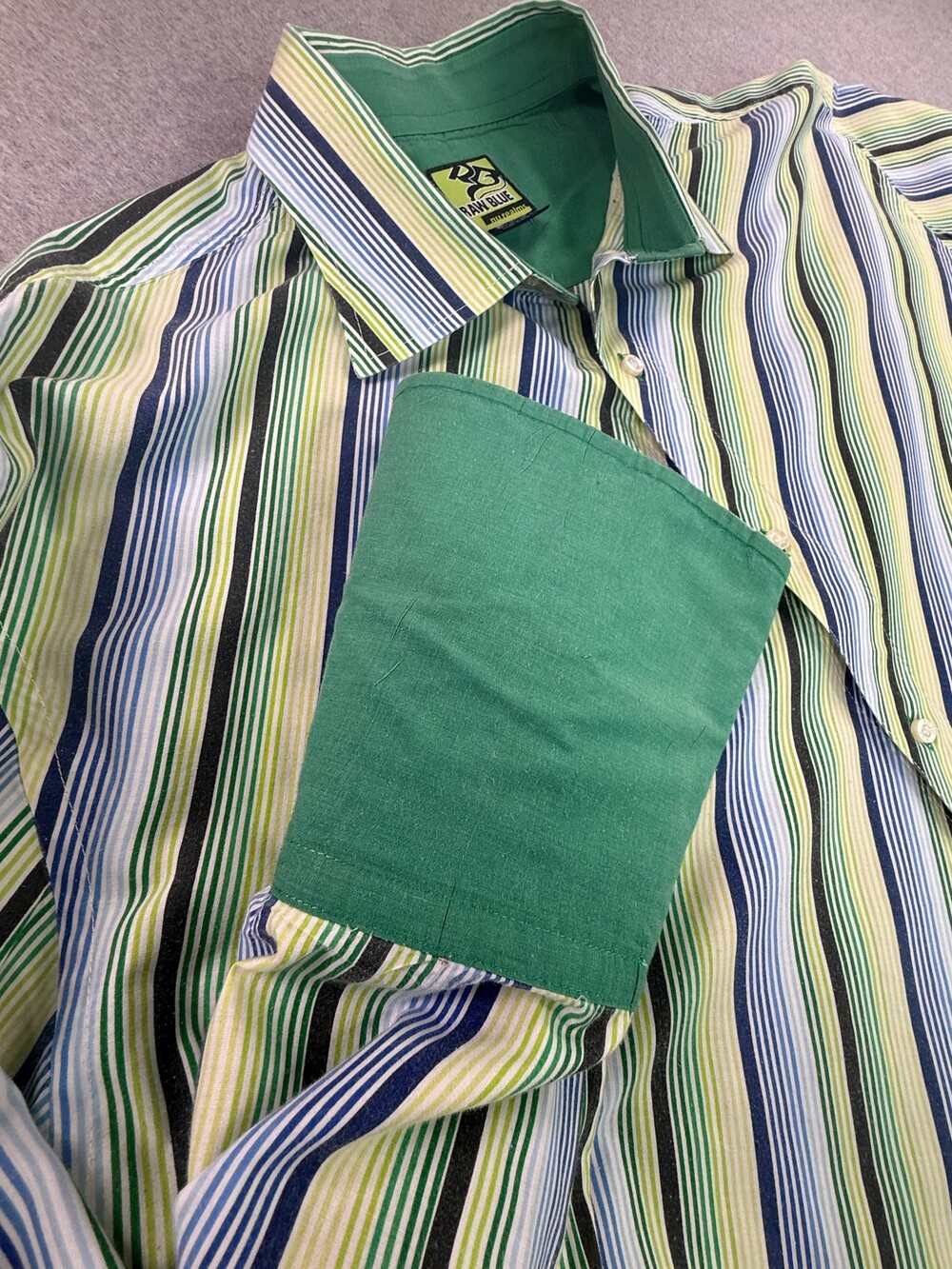 Raw Blue Nu Realms Y2K Striped Button-Up Shirt - Size 3XL
